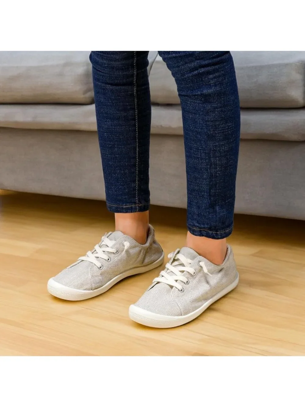 Women's Beige Tennis Shoes Casual Leather Low Top Athletic Running Sneakers
